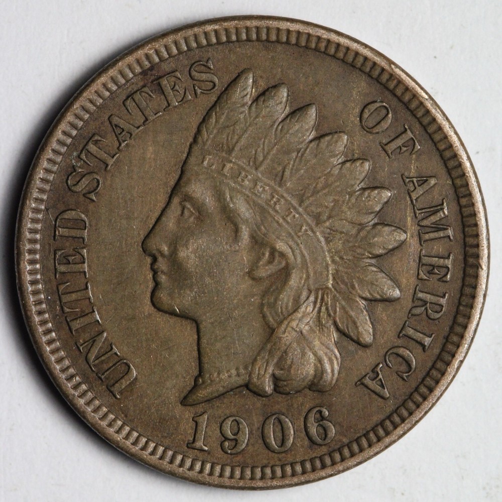 1906 Indian Head Cent Penny AU+/UNC E218 DOC