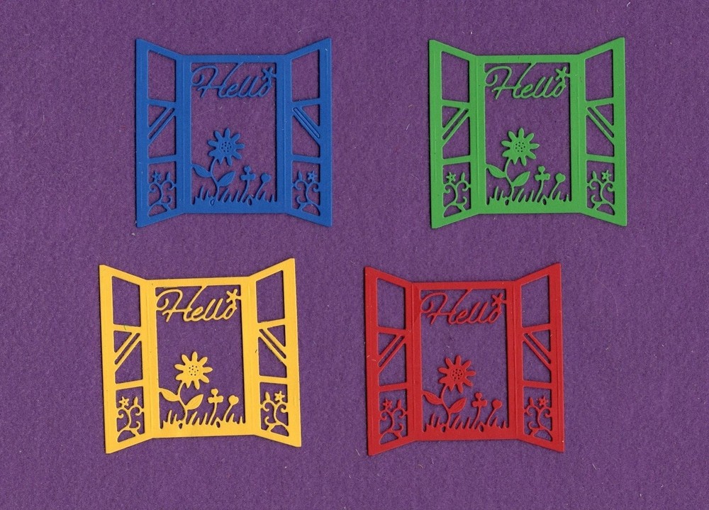 HELLO window die cuts scrapbook cards