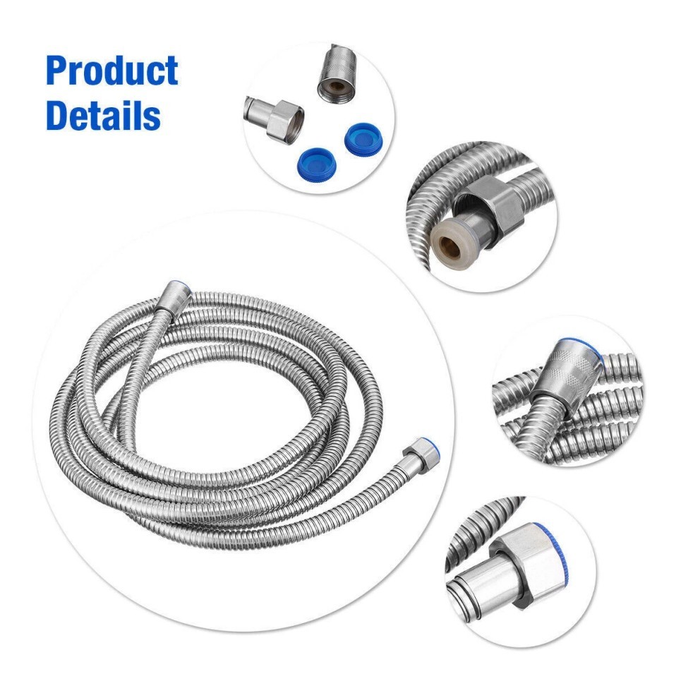 Shower Head Hose Handheld Extra Long Stainless Steel Bathroom Flexible Tube