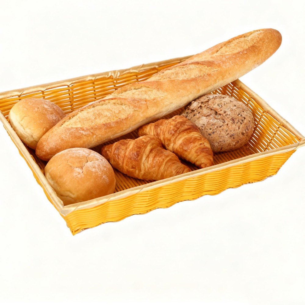 6 Pack Woven Bread Baskets, Stackable Imitation Rattan Wicker Fruit Baskets,R...
