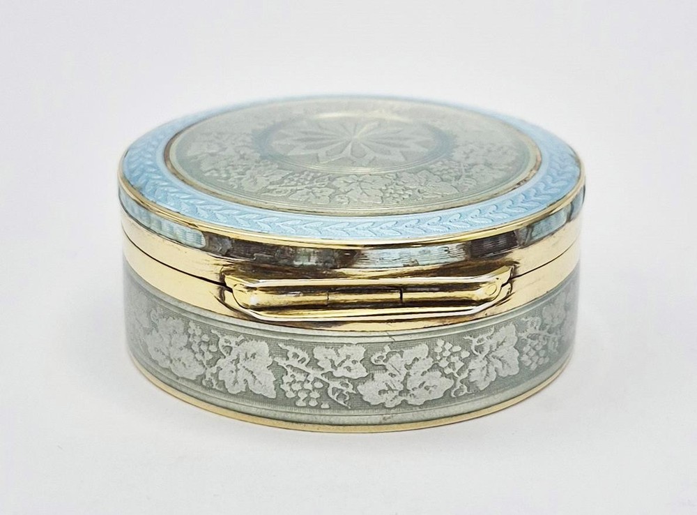 FINE AUSTRO-HUNGARIAN SOLID SILVER GUILLOCHE ENAMEL BOX c1910 GEORG ADAM SCHEID