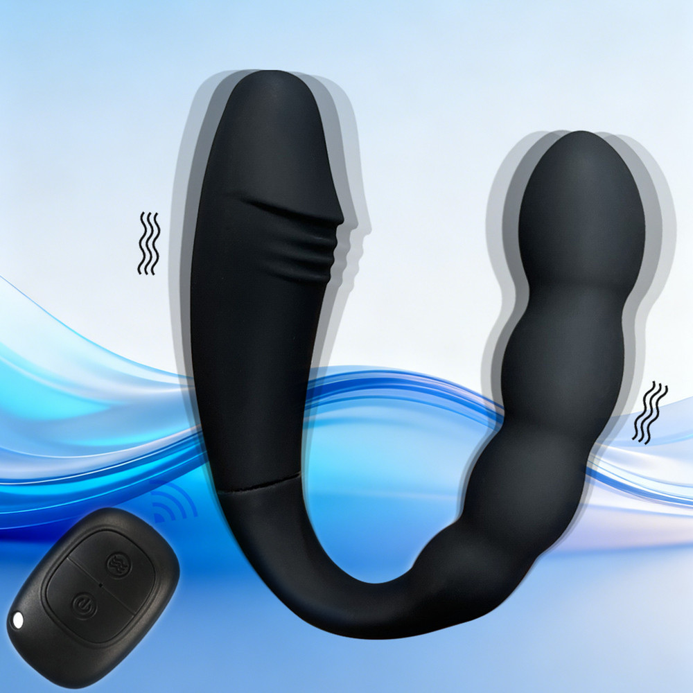 Remote Double-Ended Vibrating Anal Butt Plug Dildo Flexible Silicone For Couples