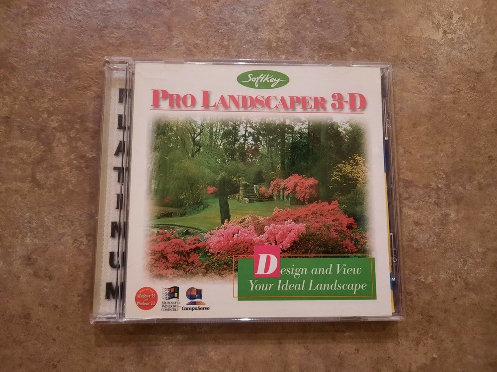 Pro Landscaper 3D 1996 PC CD-ROM Softkey Windows 95 Software 1 Day Shipping