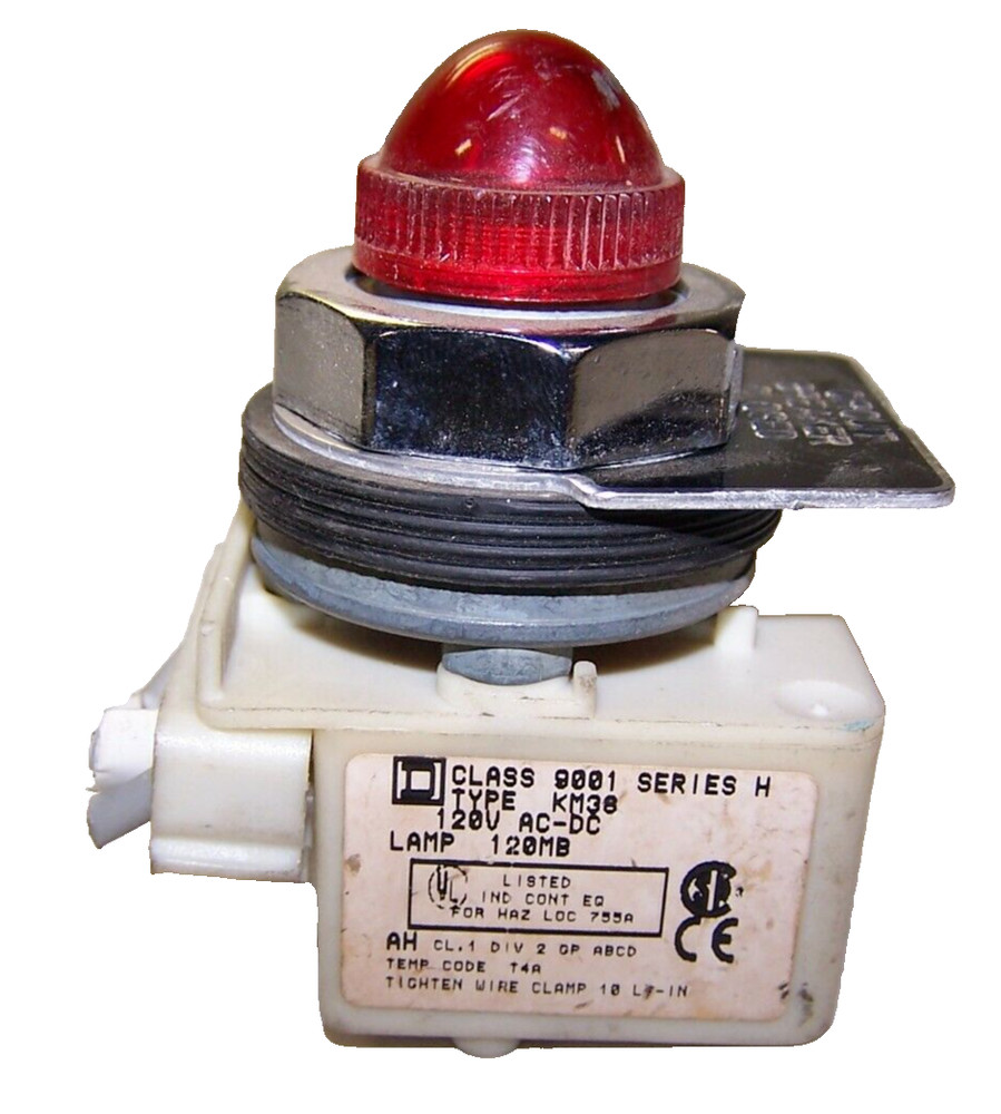 SQUARE D RED PILOT LIGHT 120V AC/DC  9001KM38