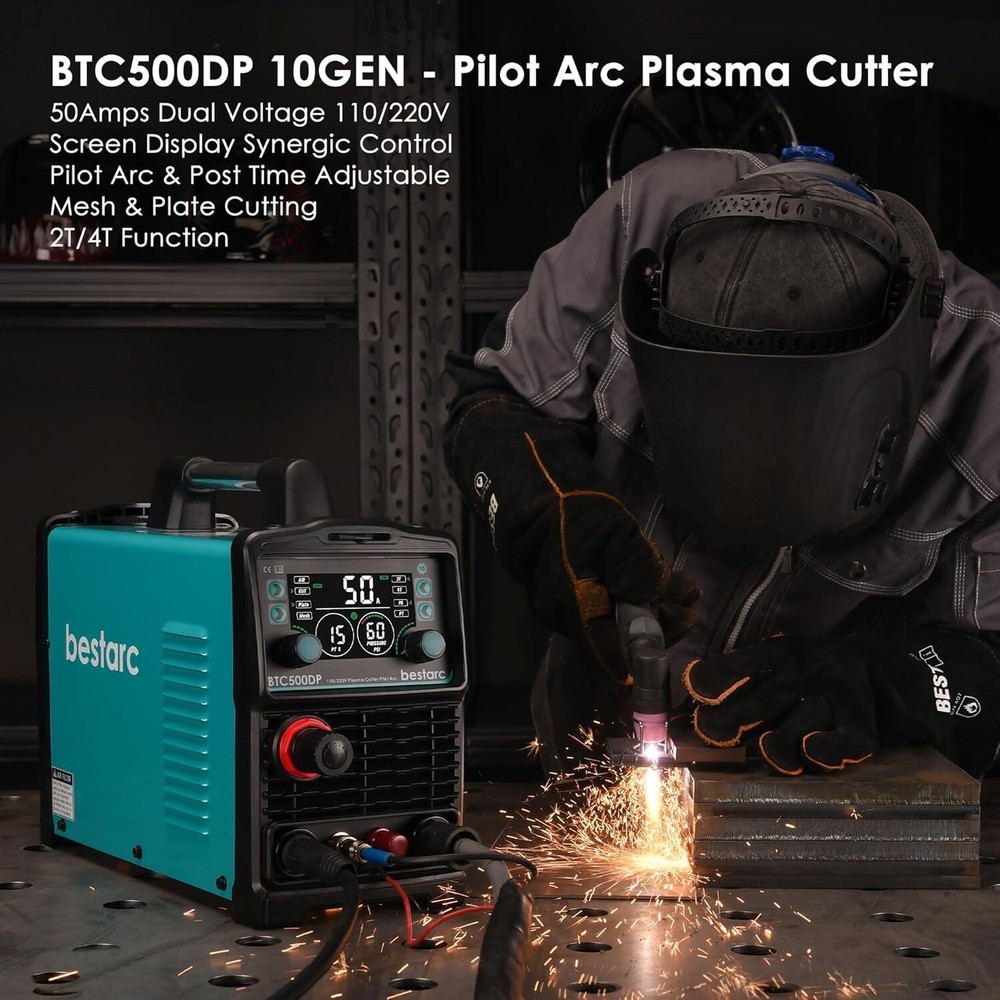 Plasma Cutter, Pilot Arc [Air Sensor Technology] 110/220V BTC500DP 10th Generati