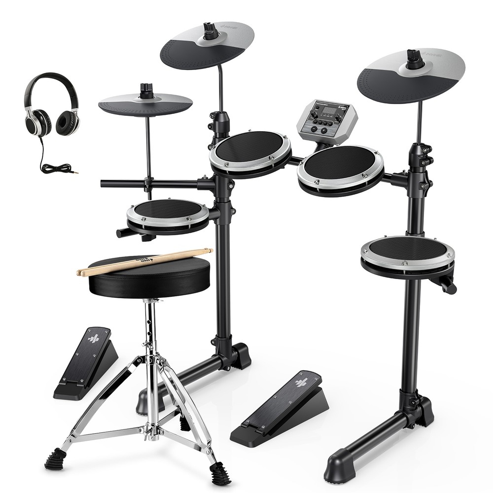 🥁 Donner DED-80 Electric Drum Set Electronic Drum With Headphones Throne | Gray