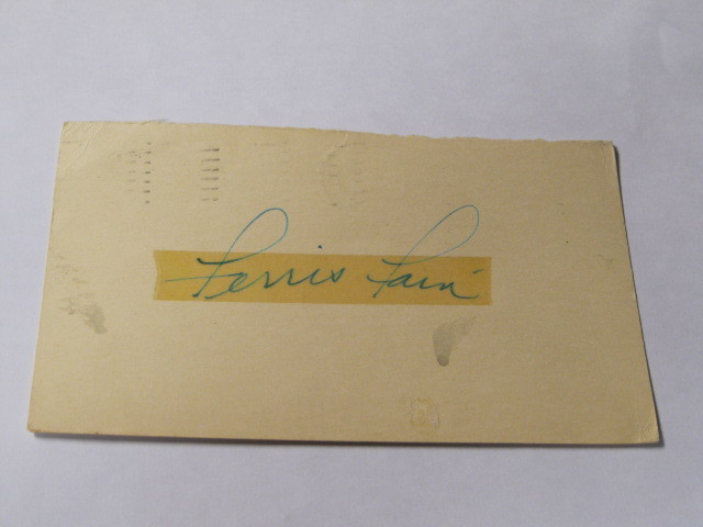 Ferris Fain Autographed Post Card JSA Auction Certified