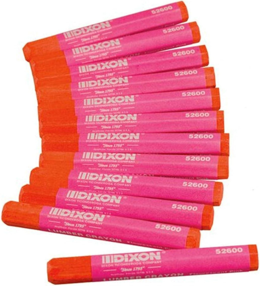 52600 Lumber Marking Crayons, Fluorescent Pink, 12-Pack
