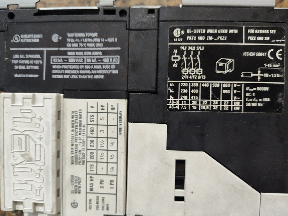 MOELLOR S-G-PKZ-2 MANUAL MOTOR PROTECTOR