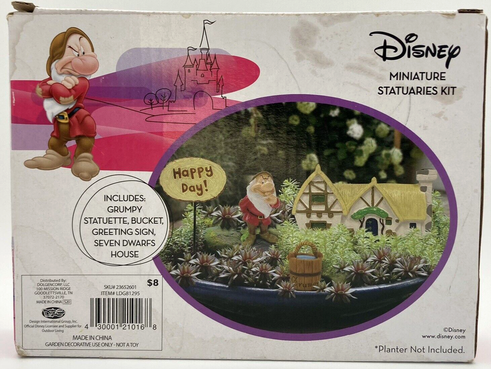 Disney Parks Grumpy Dwarf From Snow White Miniature Statuaries Garden Kit