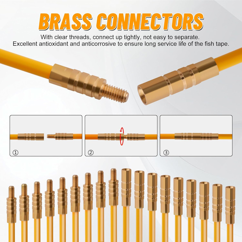 11FT Fiberglass Running Electrical Wire Cable Glow Rods Wire Pulling Tools Fish