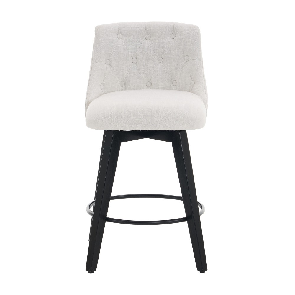 Modern Swivel Bar Stools Set of 2 – Tufted Back & Solid Wood Frame