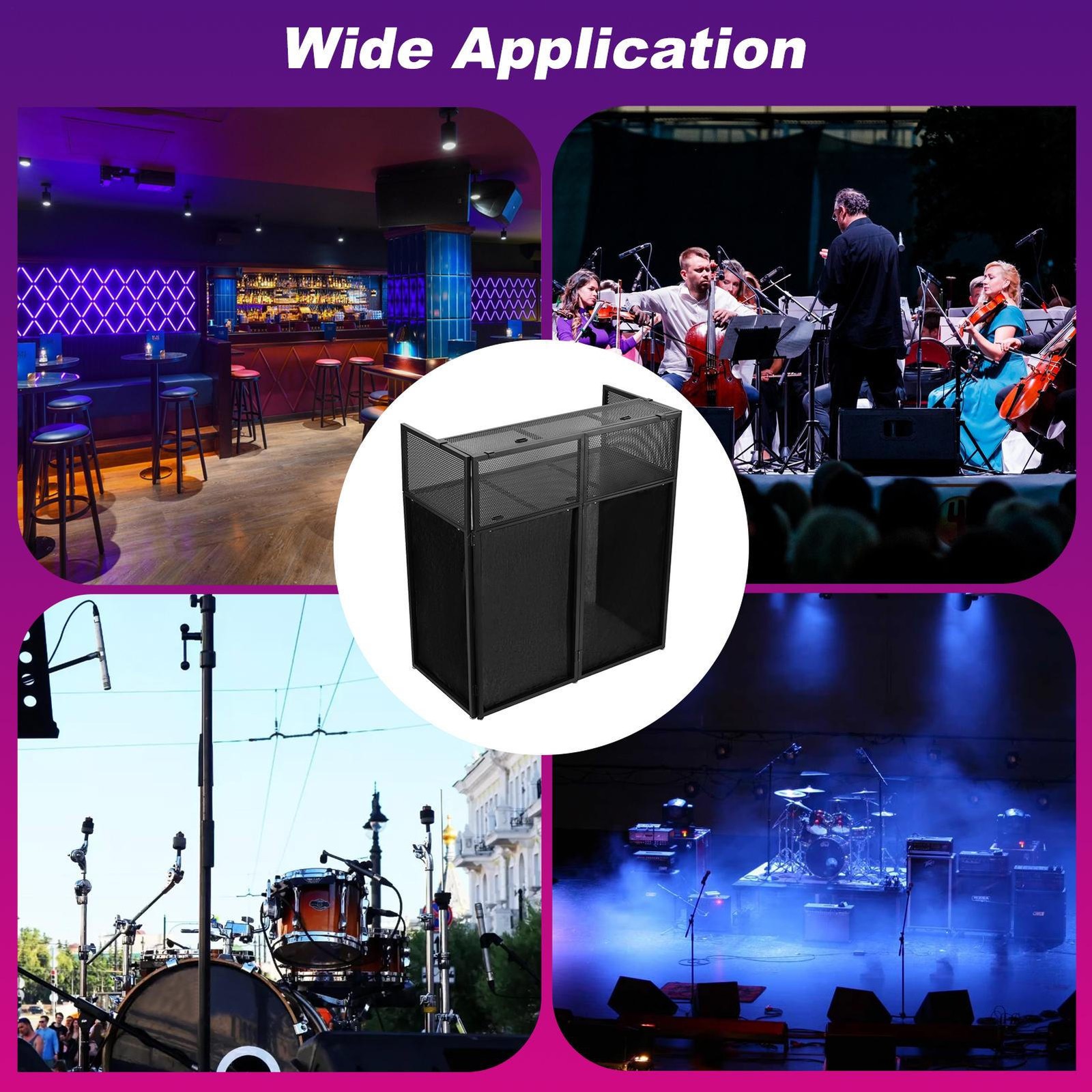 Portable DJ Table stand foldable Station Booth Facade+Flat Table 21X42“