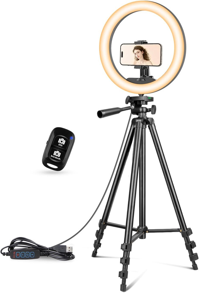 12 Inch Ring Light with Stand, Selfie Ring Light with 50" Extendable Tripod Stan