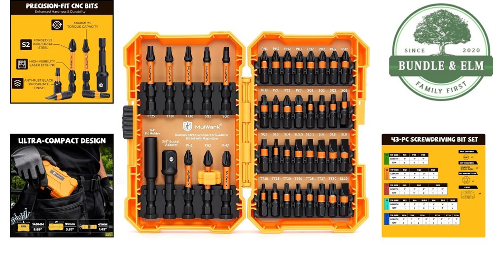High-Performance 43-Piece Screwdriver Bit Set for Impact Drivers & DIY Projects