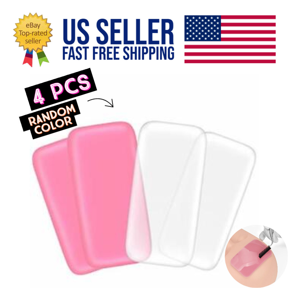 4Pcs Silicone Eyelash Extension Holder Pallet, False Lashes Holder Silicone Pads
