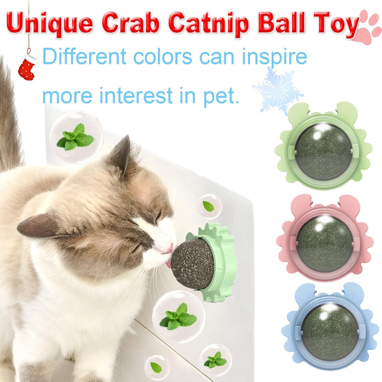 3Pcs Natural Catnip Kitten Mint Balls Safe Healthy Teeth Cleaning Dental Cat Toy