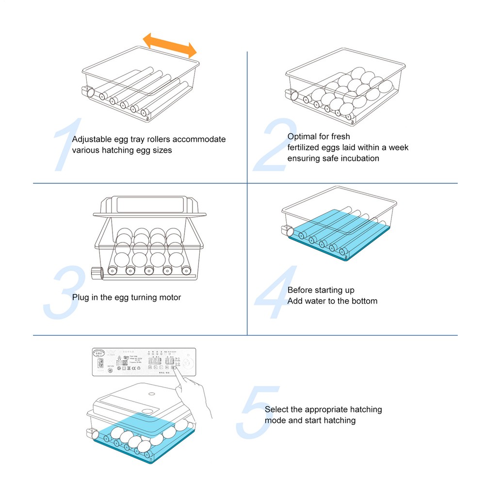 Automatic 120 Eggs Incubator Temperature Control Digital Chicken Egg Hatcher--