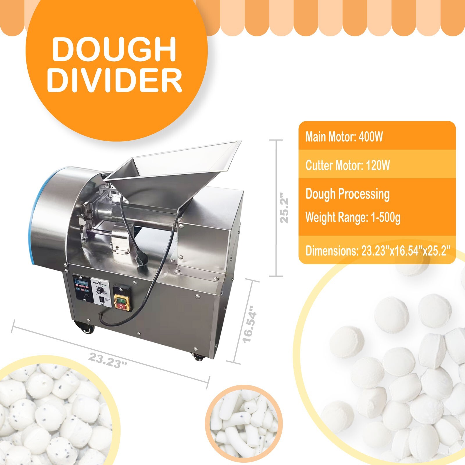 Kolice Commercial Dough Divider, Dough Cutting Machine-15 Molds,1-500g adjusted
