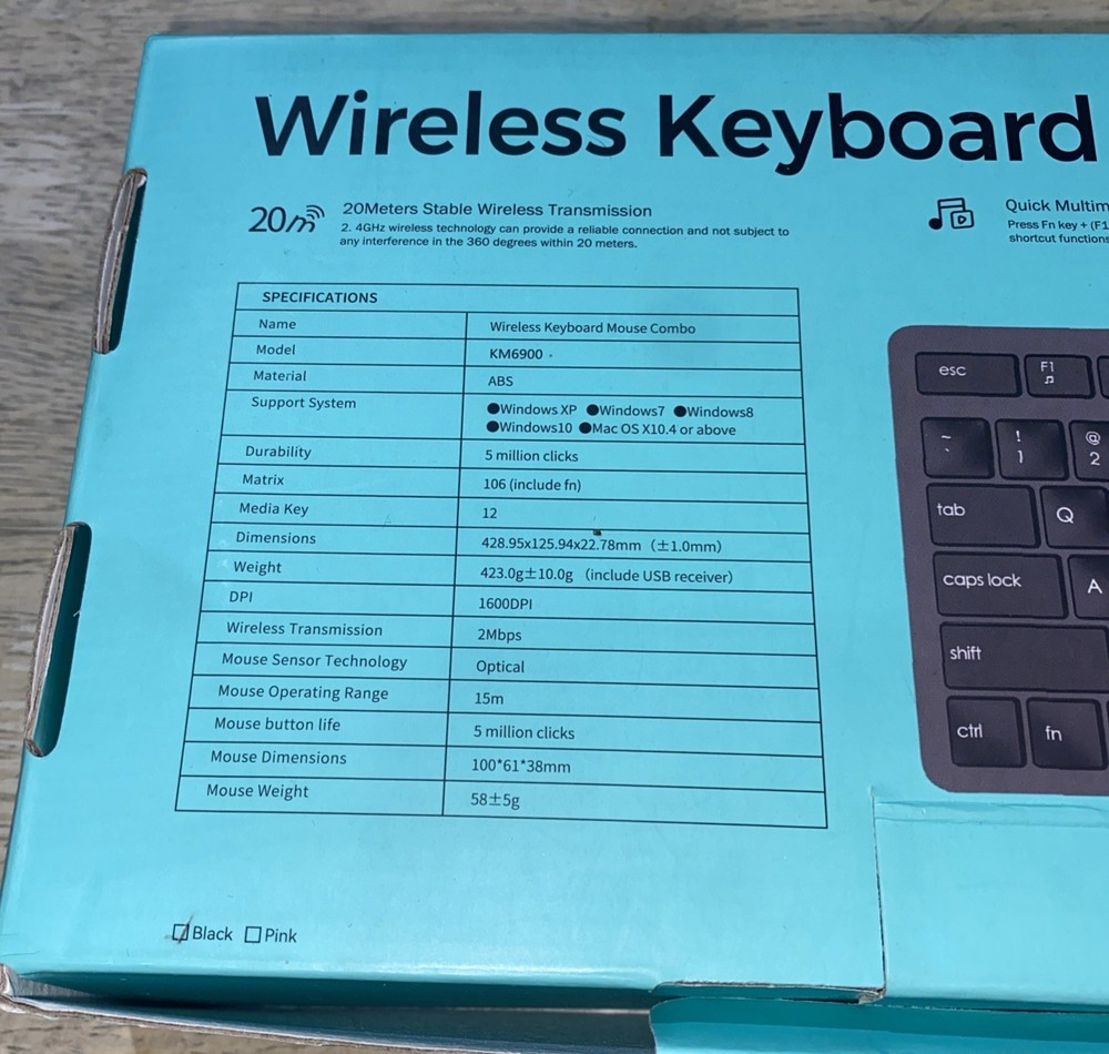 KM6900 Wireless Keyboard and Mouse Combo Black