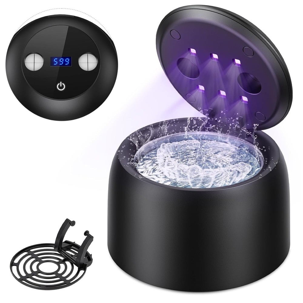 Ultrasonic Retainer Cleaner Machine - 45±3kHz Frequency,with Digital Timer Black