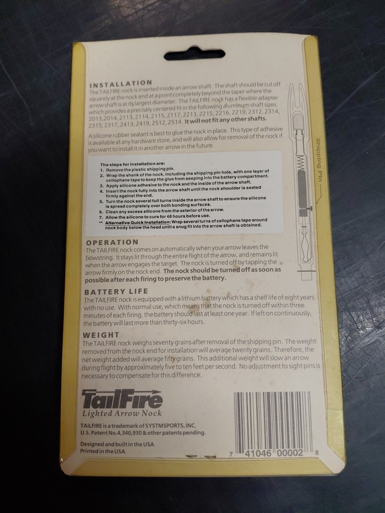 TailFire Lighted Arrow Nocks New Old Stock