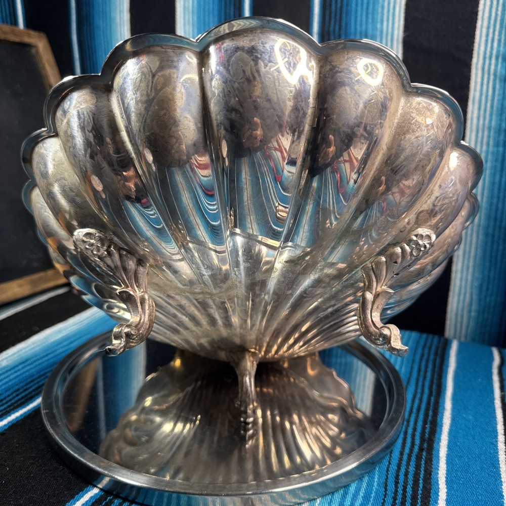 Leonard Silverplate Swan Clam Shell Hinged Server Figural Handle VTG