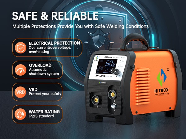 HITBOX 3-in-1 Stick Welder ARC MMA Lift TIG 200A Welding Machine Houeshold