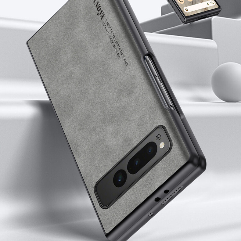 For Google Pixel Fold Shockproof Plain Leather Skin-Friendly Slim Phone Case
