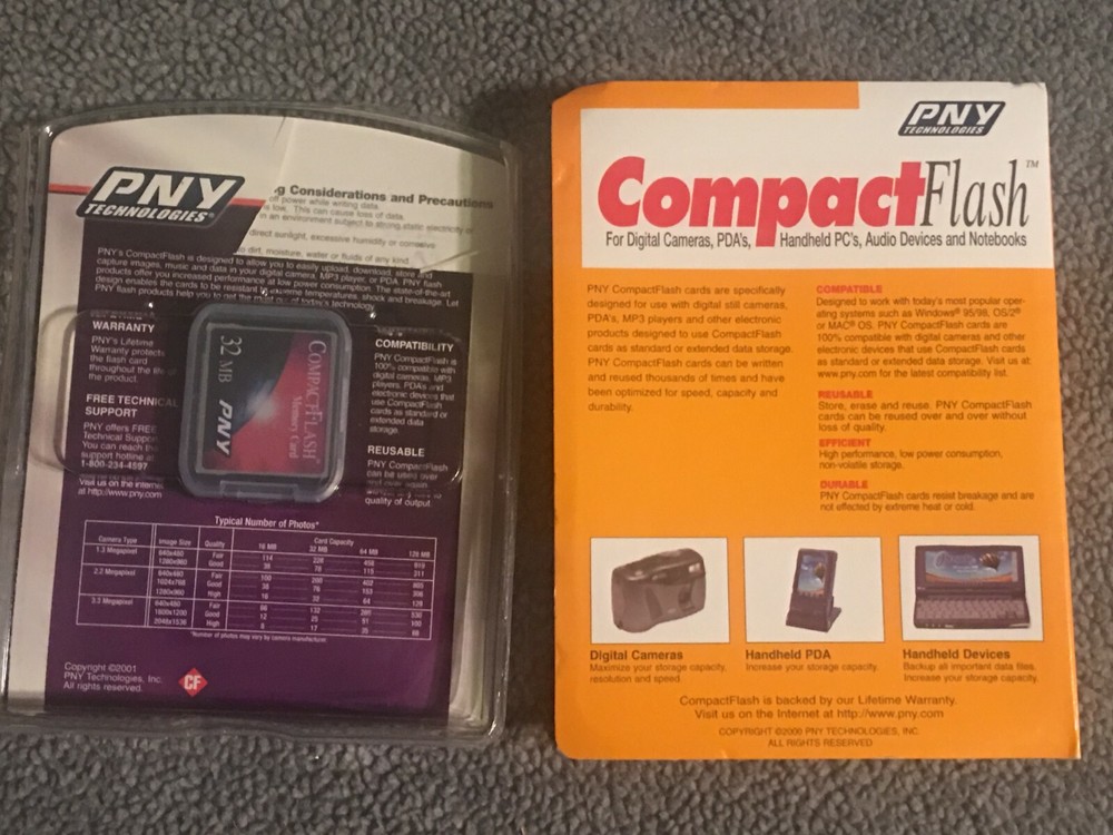 One(1) CompactFlash Memory Card●32 or 128MB●SanDisk•PNY•Simple Tech●New