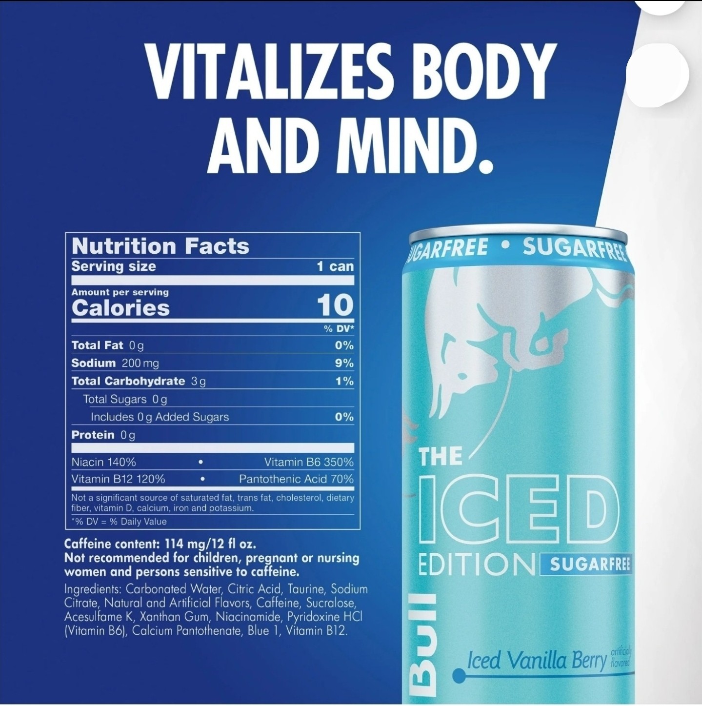 Red Bull Iced Edition Sugarfree, Iced Vanilla Berry, 12 fl. oz.(Pack Of 24 Cans)