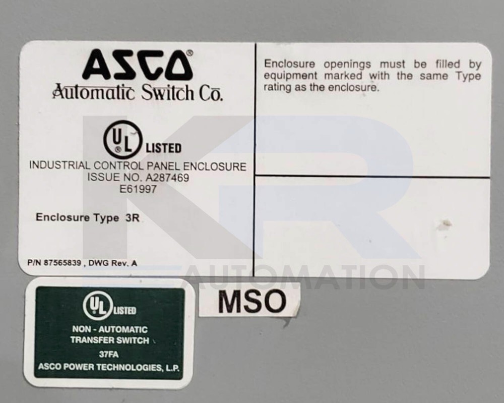 Asco 7000 Series Non-Automatic Transfer Switch 480V 3Ph 1200A Type 3R