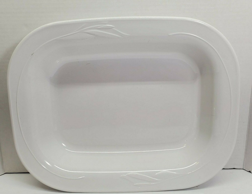 Corning Ware Casual Elegance White Flora Lasagna Pan Roaster Casserole ~ L-15