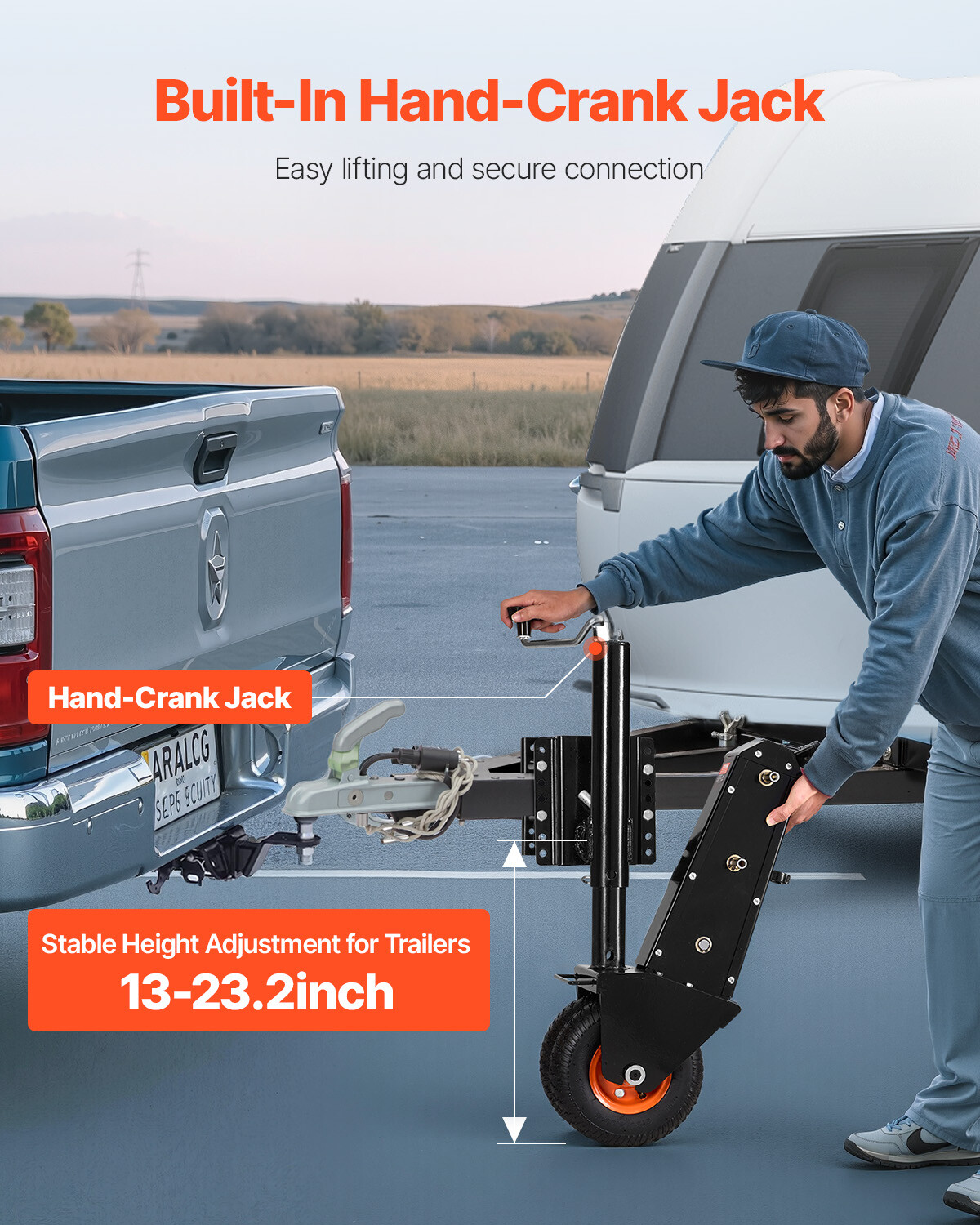 Trailer Dolly 500lbs Tongue Weight Capacity 13 to 23.2 inch Height Adjustable