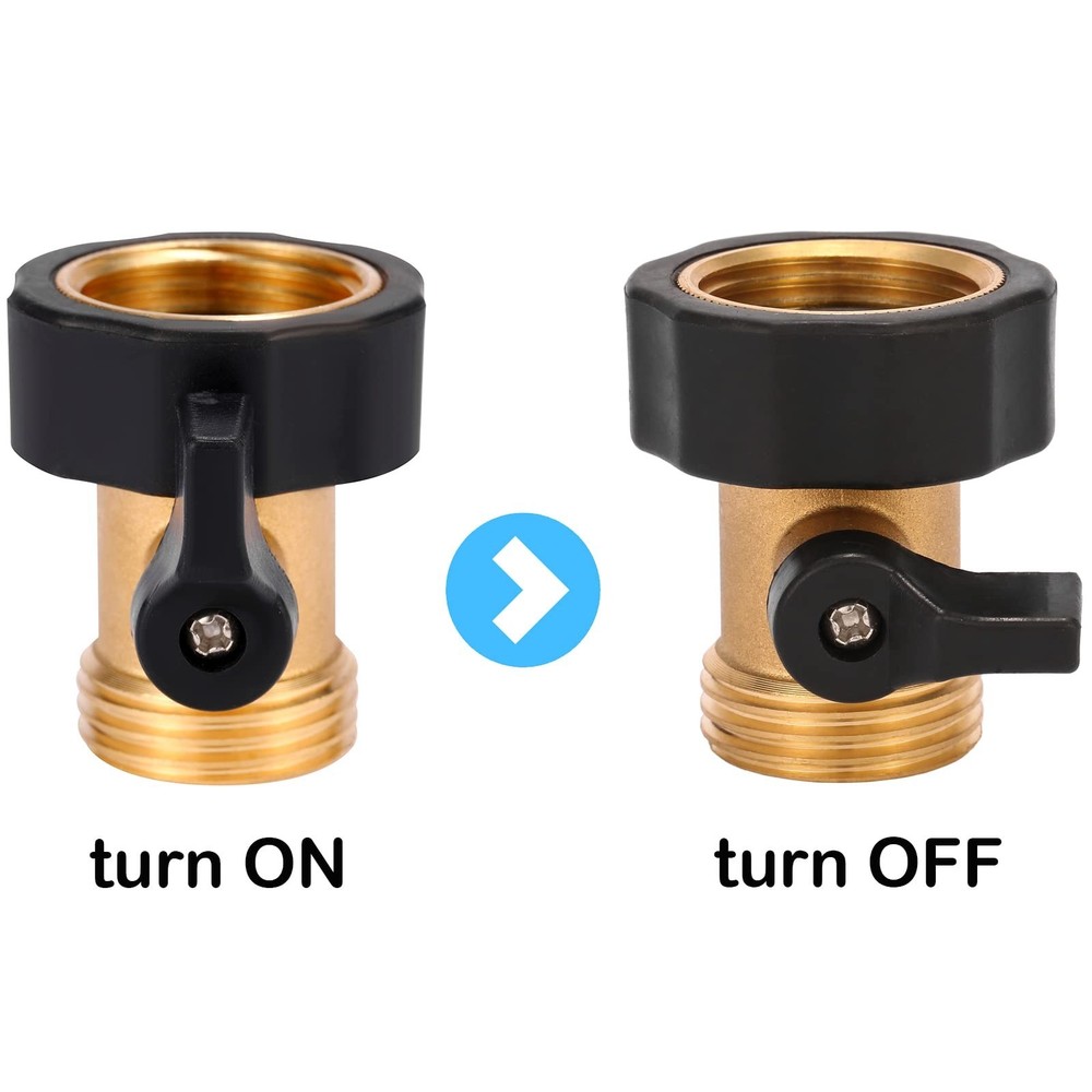 Garden Hose Shut Off Valve, Solid Brass Construction, 2PCS Set, Black