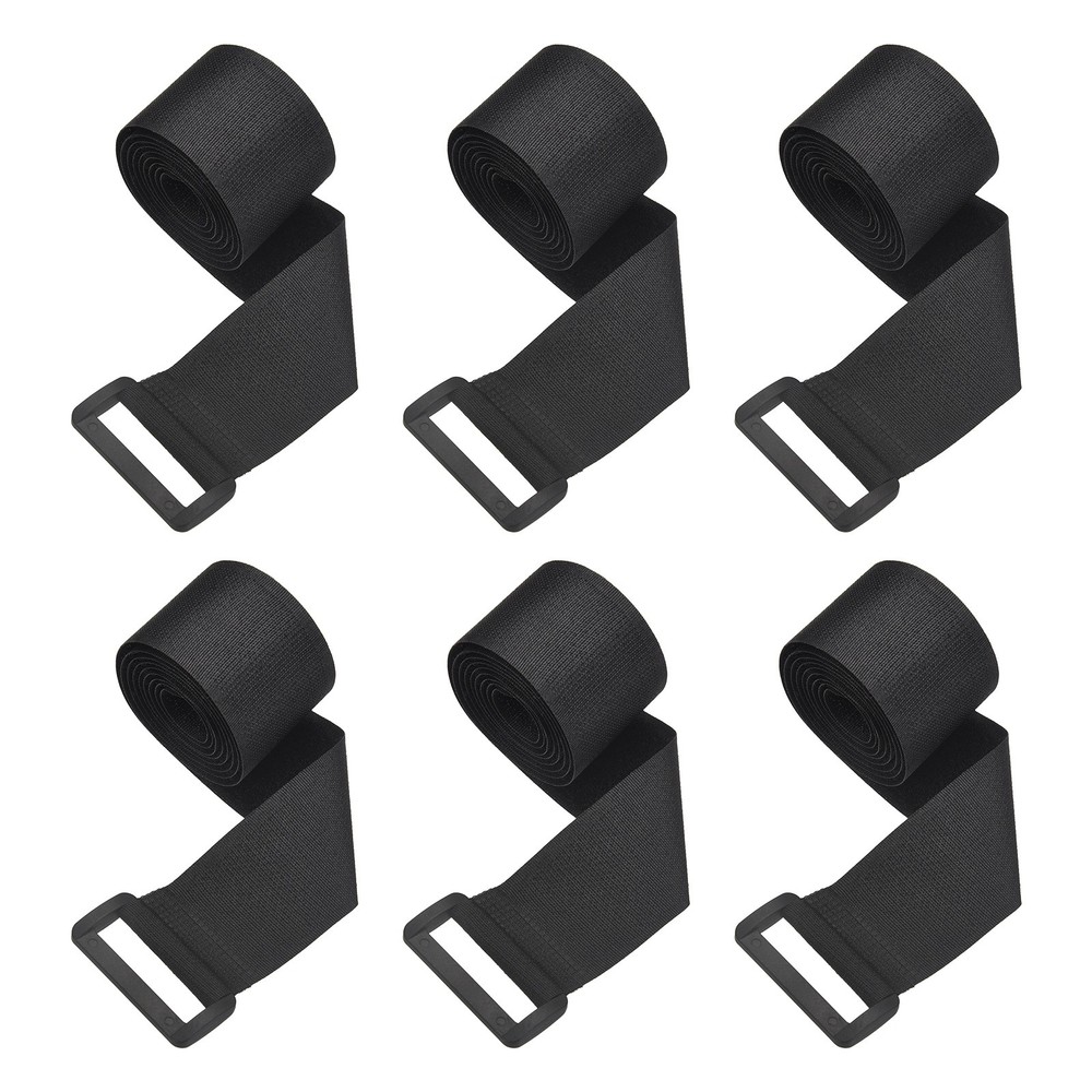 6pcs Reusable Cinch Straps 1.5"x39.4" Hook and Loop Cable Securing Straps, Black