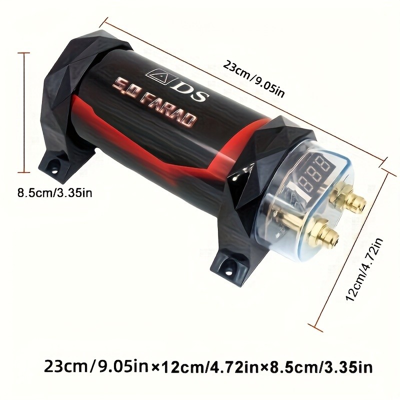 Car Audio Capacitor,5.0 Farad Digital Capacitor - 3000W Peak,Protection for Amp