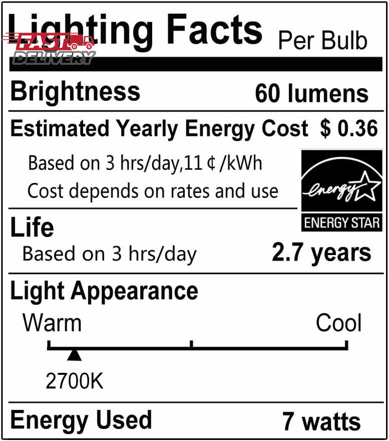 7 Watt Night Light Bulb Warm White Replacement Bulbs - E12 Window Candle Light B