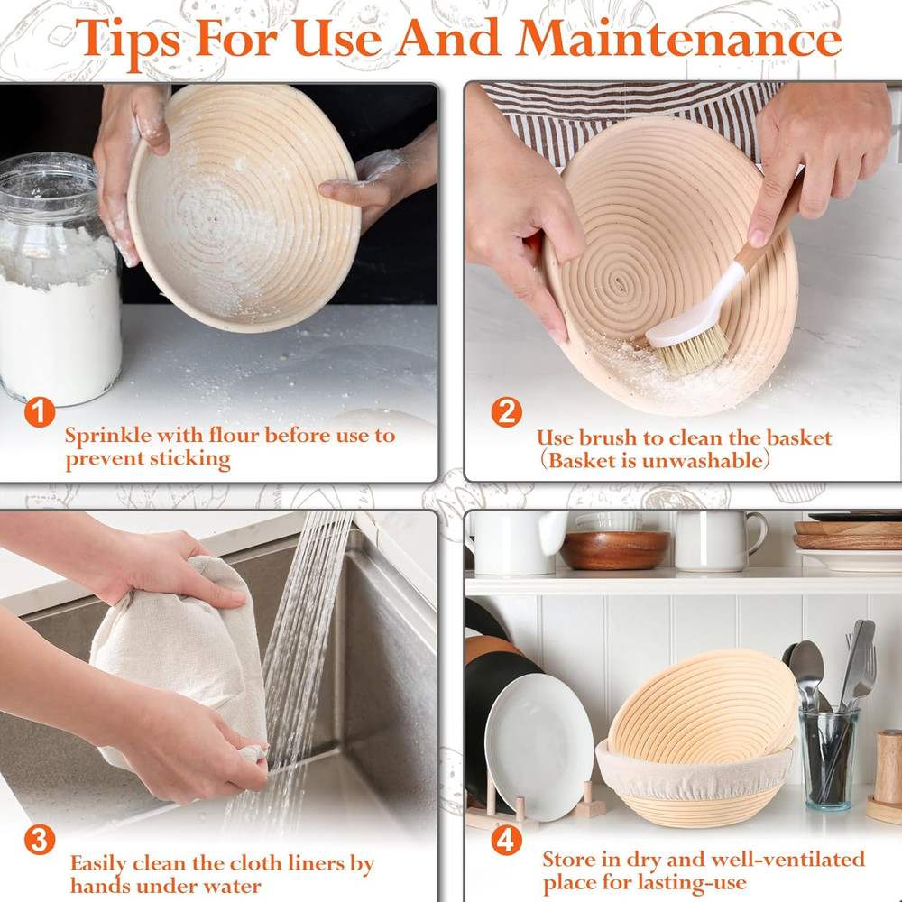 Bread Proofing Baskets Sourdough 9" Proofing Basket 2 Set Dough Making Baskets