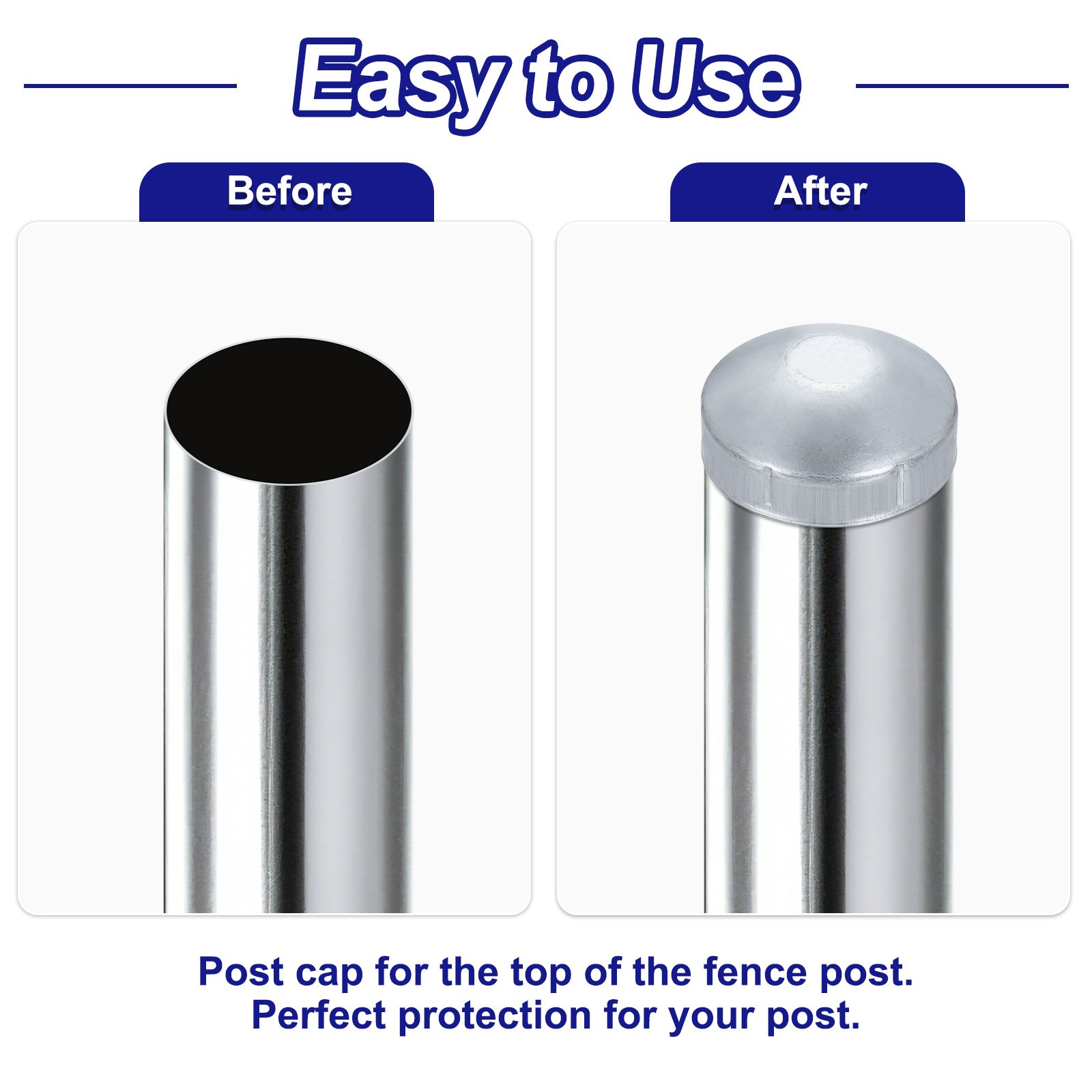 6Pcs Chain Link Fence Post Cap, Dome External Post Caps Fit 3-1/2" OD Pipe