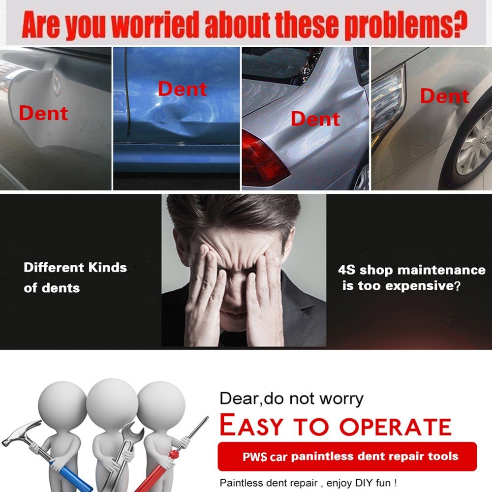 PDR 116Pcs Paintless Dent Removal Rods Stainless Steel Tool Kit Dent Repair kit