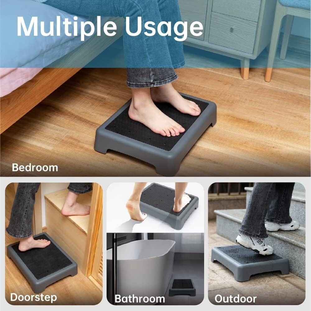 2 Pack -Portable One Step Stool for Adults and Elderly, Non-Slip Plastic Step