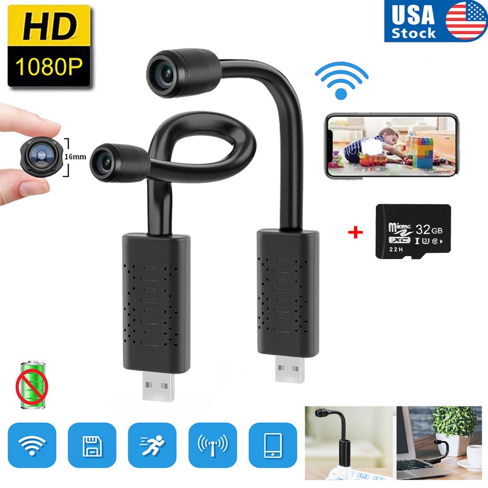 32G Mini Wifi Wireless USB Camera HD 1080P Home Security DVR Motion Detection