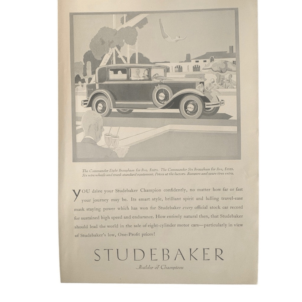 Vintage 1929 Studebaker Commander Eight Ad Advertisment