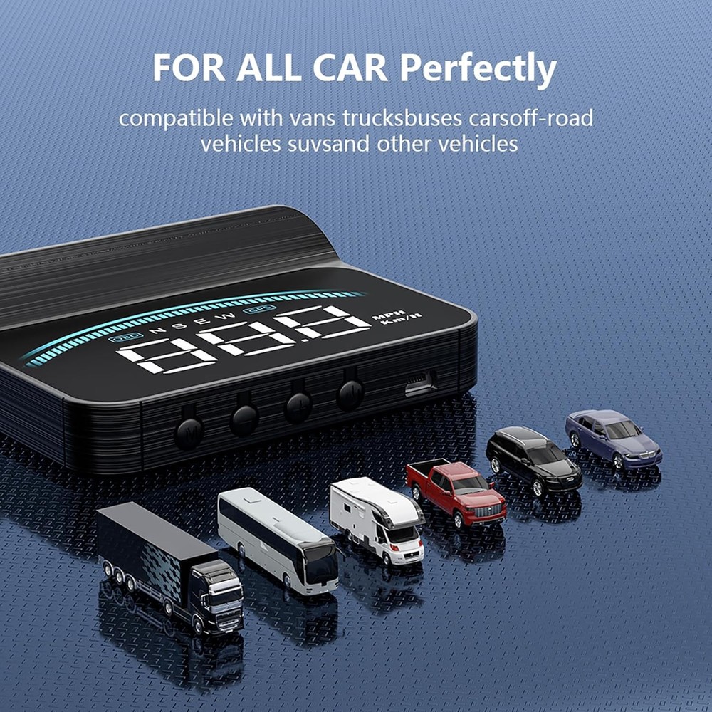 M11 Heads up Display Windshield Projector, OBD2/GPS Speedometer MPH with Speed,