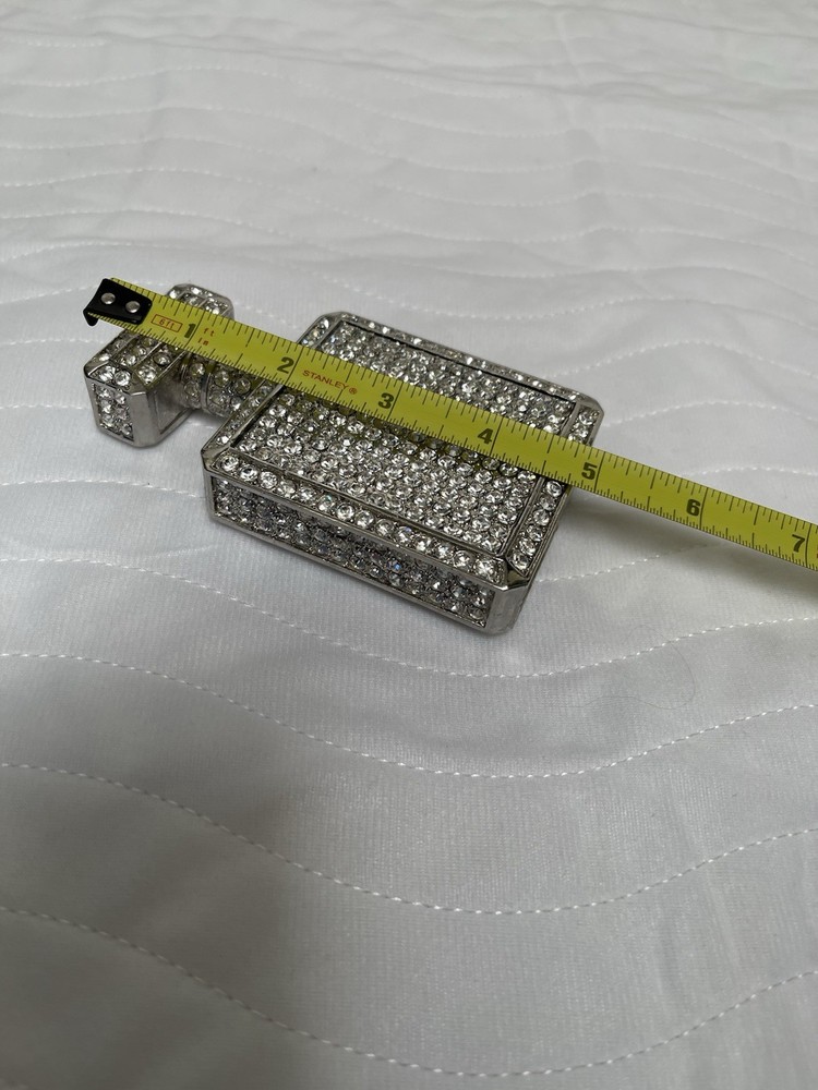 Clock Bling Rhinestone Flask Shape Shine Square Silver