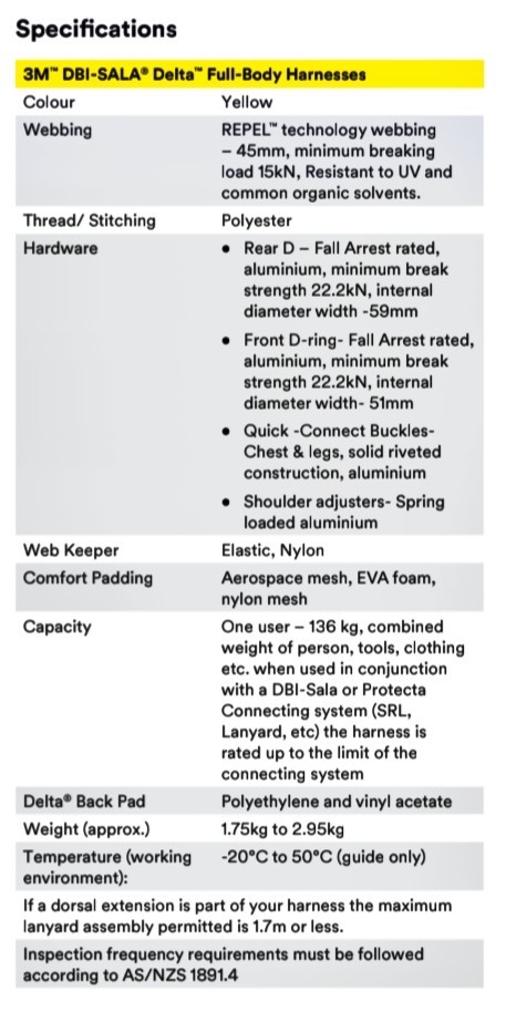 3M DBI-SALA Delta Comfort Construction Style Positioning Harness Medium New