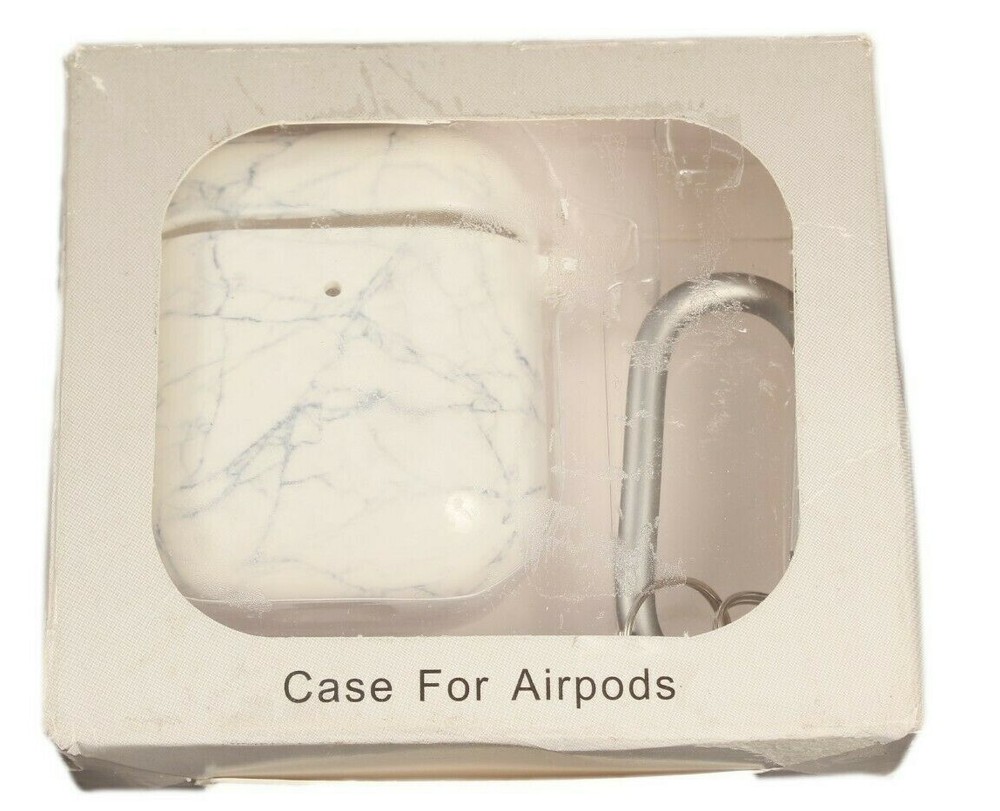 Air Pod Plastic Case with White Marble Design Protective New