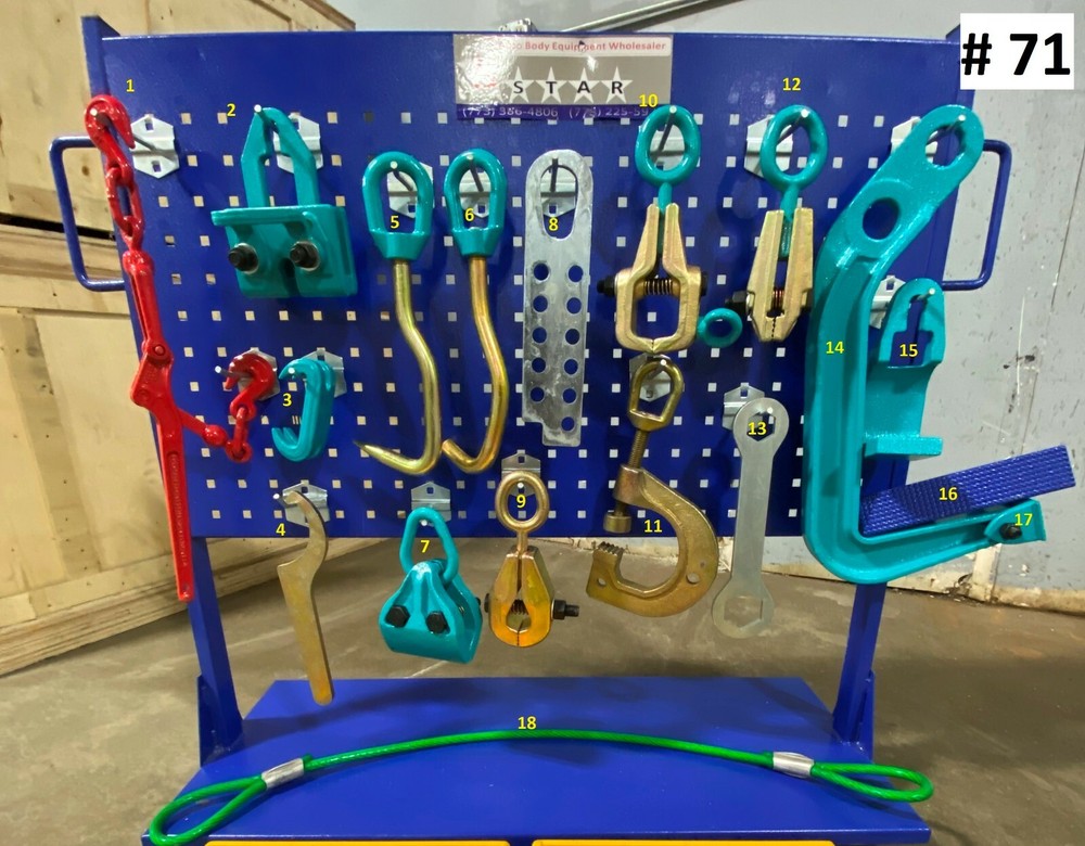 SET#71 AUTO BODY FRAME MACHINE 18 PIECE PULLING TOOLS AND CLAMPS SET