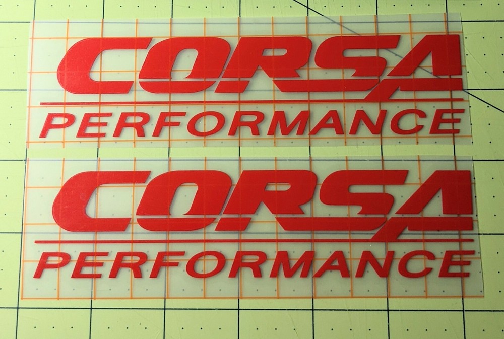 Corsa (x2) Decal Sticker Graphics Logo Performance Exhaust Header Intake